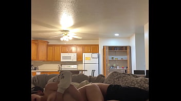 Horny babe needed a ride and fucked in backseat and couch