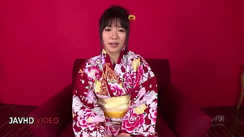 Chiharu seduces in traditional kimono before a passionate jav encounter