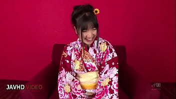 Chiharu seduces in traditional kimono before a passionate jav encounter