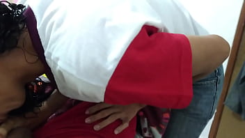 Sucking her husband when he got home from work