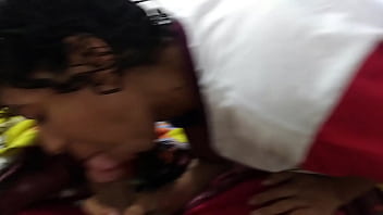 Sucking her husband when he got home from work