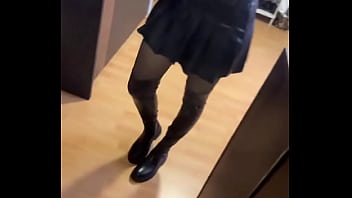 Good morning what do you think of my outfit •if you want to see more go to of #leatherskirt #leatherboots #