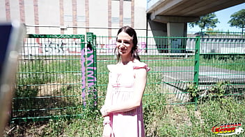 German scout petite 150cm teen dragon fruit with long labia and mini tits at risky outdoor casting fuck