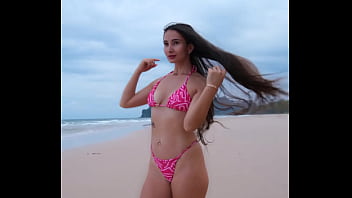Sexy pink bikini and my nice chill on white sand beach