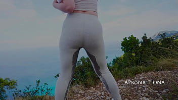 Pixie wetting her self and drink piss on a hike