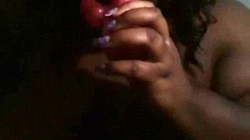 Ghetto whore vibrating her large nipples