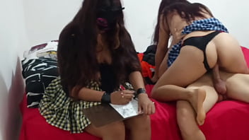 Mexican girl watches as her stepsister has sex with a stranger