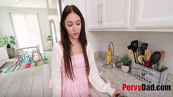 Swallowing step dad's load to make these tits explode