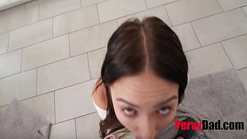 Swallowing step dad's load to make these tits explode