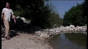 Threesome fuck on the river