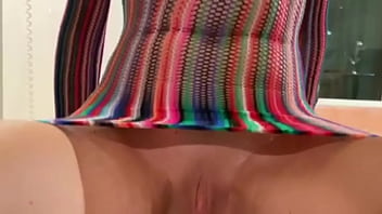 I put my red sandals on and spread my legs