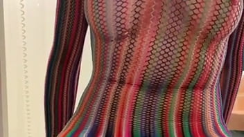 I put my red sandals on and spread my legs