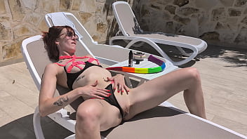 Skinny redhead takes a long anal snake dildo at the villa pixie pink deep anal Skinny redhead takes a long anal snake dildo at the villa pixie pink deep anal