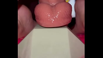 Tiny redhead rides a fence post cock