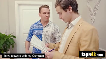 Petite Soviet Bride Must Please Two Men And One Girl With Husband Watching thumbnail