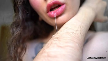 Seductive spit play with hairy arm allure custom