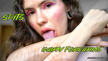 Seductive spit play with hairy arm allure custom