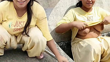 Romance On Roof With Young Married Bhabhi Desi Outdoor Village Girl Hindi Sex Video thumbnail
