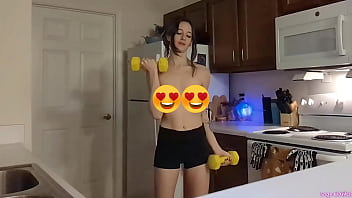 Topless sage eldritch weight lifting in the kitchen