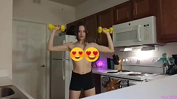 Topless sage eldritch weight lifting in the kitchen