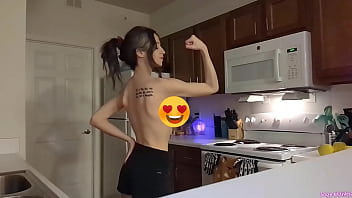 Topless sage eldritch weight lifting in the kitchen