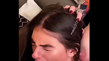 Vertical mobile pob blowjob and deepthroat competition with busty blonde milf and teen brunette