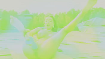 Monika fox hot masturbation fucking with a big dildo ass and pussy with prolapse on roof of house