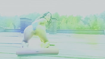 Monika fox hot masturbation fucking with a big dildo ass and pussy with prolapse on roof of house