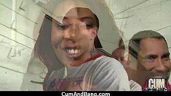 Nasty black girl grouped and facialed 20
