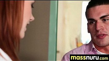 Busty teen gives nuru sex massage 9