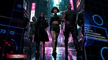Cyberpunk rebel youth assemble futuristic hip hop fashion