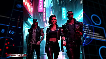 Cyberpunk rebel youth assemble futuristic hip hop fashion