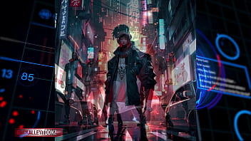 Cyberpunk rebel youth assemble futuristic hip hop fashion