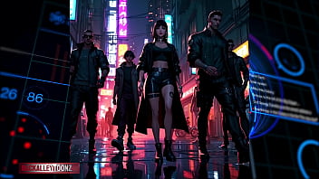 Cyberpunk rebel youth assemble futuristic hip hop fashion