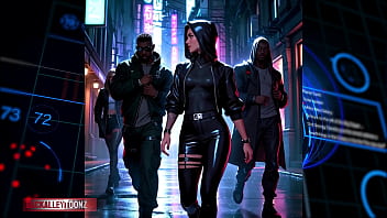 Cyberpunk rebel youth assemble futuristic hip hop fashion