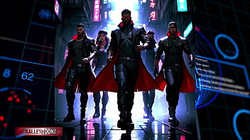 Cyberpunk rebel youth assemble futuristic hip hop fashion