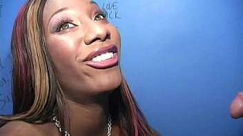 I sneak black bj as i fuck husband thrue gloryhole 2