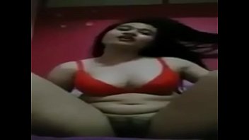 Lady in red with beautiful tits