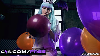 Sexy teen dominates in balloon blowing fetish