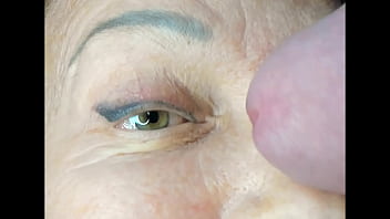 Milf extremely close up cumshot on eye orgasm