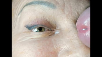 Milf extremely close up cumshot on eye orgasm