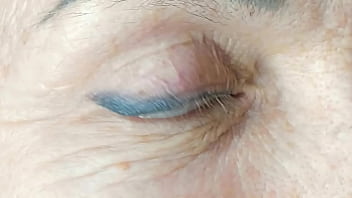 Milf extremely close up cumshot on eye orgasm