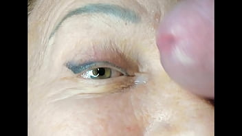 Milf extremely close up cumshot on eye orgasm