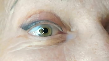 Milf extremely close up cumshot on eye orgasm