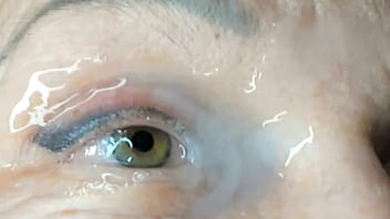 Milf extremely close up cumshot on eye orgasm