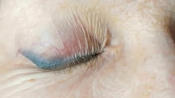 Milf extremely close up cumshot on eye orgasm