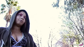 Freckled black natural girl pick up for first time bbc casting fuck by big black cock stranger