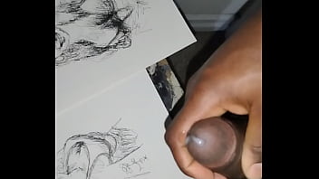 Covering the tits of women in quick sketch with cum for a finishing touch