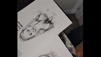 Covering the tits of women in quick sketch with cum for a finishing touch