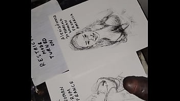 Covering the tits of women in quick sketch with cum for a finishing touch